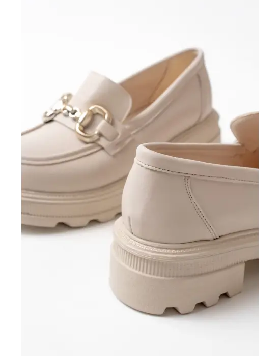 Bej Günlük Yüksek Tabanlı Loafer Ayakkabı
