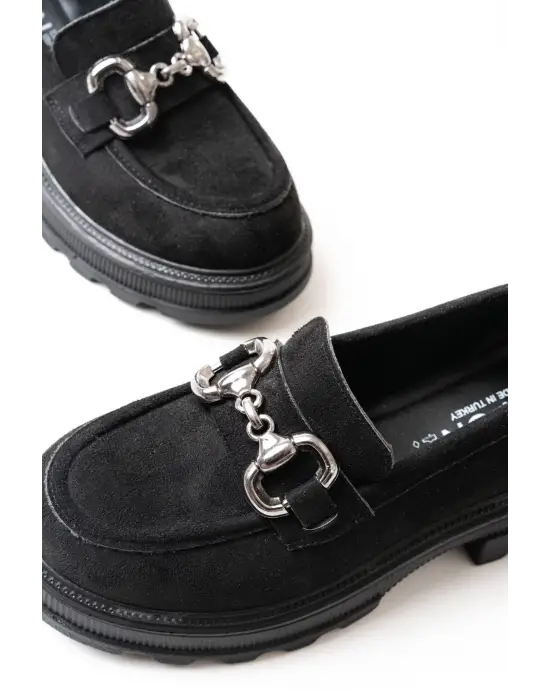 Siyah Günlük Yüksek Tabanlı Loafer Ayakkabı