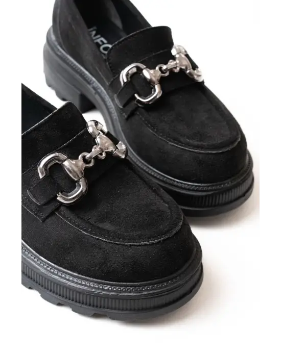 Siyah Günlük Yüksek Tabanlı Loafer Ayakkabı