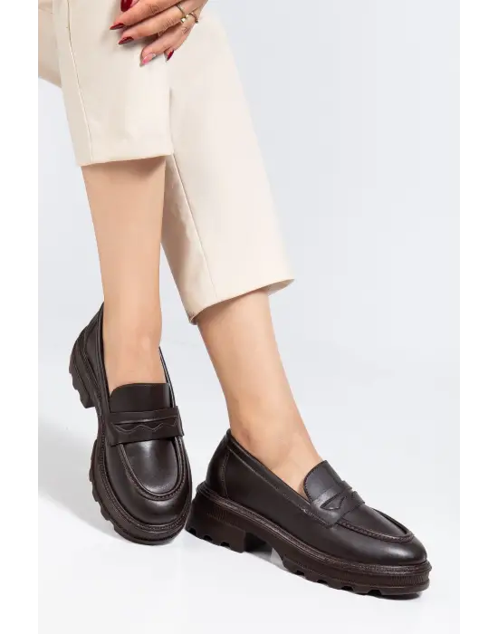 746-759 Kahve Günlük Yüksek Tabanlı Loafer Ayakkabı