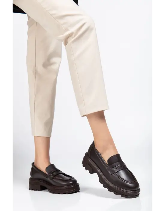 746-759 Kahve Günlük Yüksek Tabanlı Loafer Ayakkabı