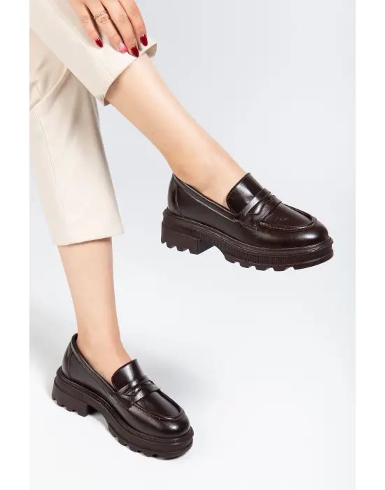 746-759 Kahve Yanki Yüksek Tabanlı Loafer Ayakkabı