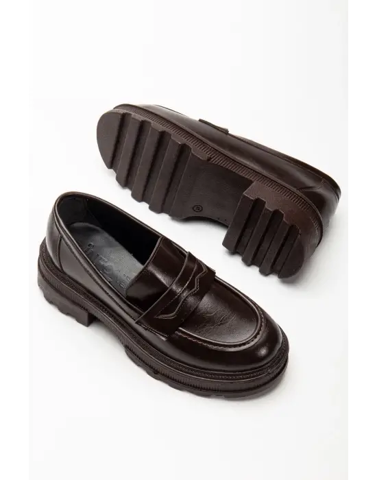 746-759 Kahve Yanki Yüksek Tabanlı Loafer Ayakkabı