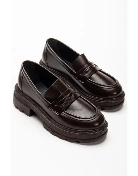 746-759 Kahve Yanki Yüksek Tabanlı Loafer Ayakkabı