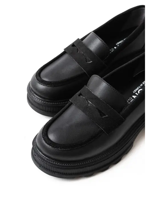 Siyah Günlük Yüksek Tabanlı Loafer Ayakkabı