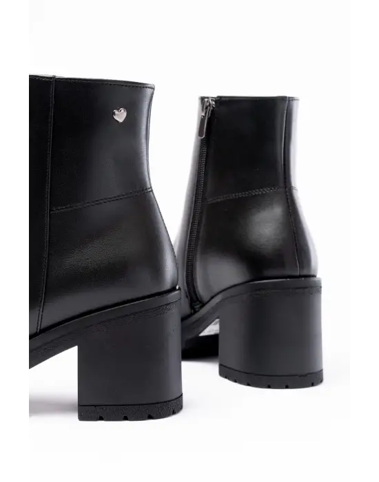 Siyah Fermuarlı Kalın Topuklu Günlük Kadın Bot