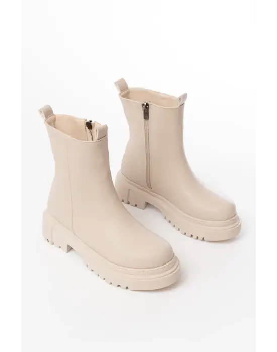 Bej Luna Fermuarlı Günlük Kadın Bot