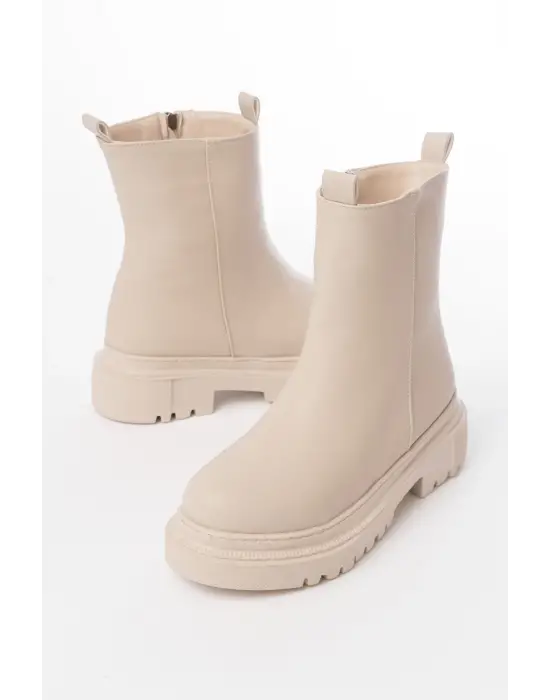 Bej Luna Fermuarlı Günlük Kadın Bot