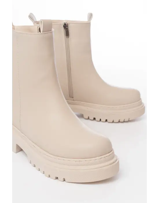 Bej Luna Fermuarlı Günlük Kadın Bot