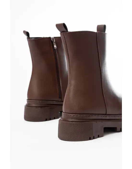 Kahverengi Luna Fermuarlı Günlük Kadın Bot