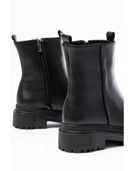 812-2012 Siyah Luna Fermuarlı Günlük Kadın Bot