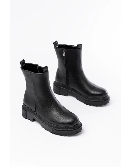 812-2012 Siyah Luna Fermuarlı Günlük Kadın Bot