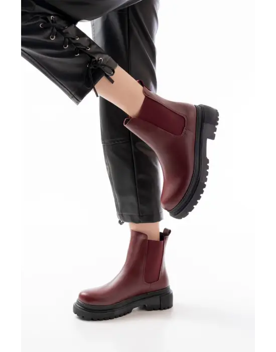 Bordo Lastikli Günlük Kadın Bot