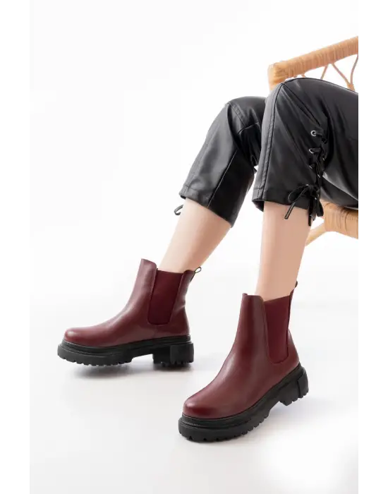 Bordo Lastikli Günlük Kadın Bot