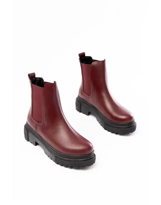 Bordo Lastikli Günlük Kadın Bot