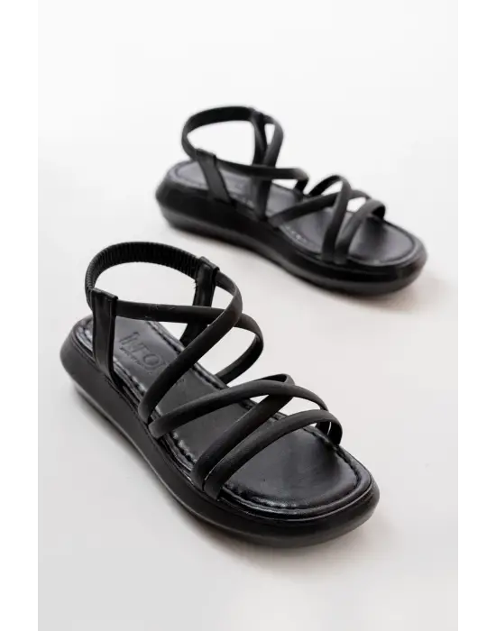 841-841 Siyah Lastikli Günlük Kadın Sandalet