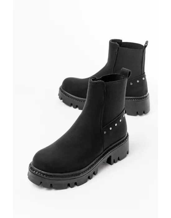 Siyah Zümrüt Lastikli Günlük Kadın Bot