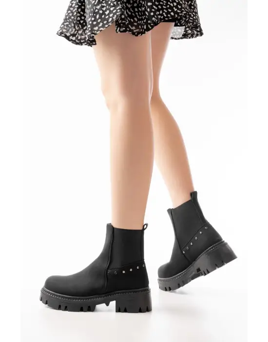 Siyah Zümrüt Lastikli Günlük Kadın Bot