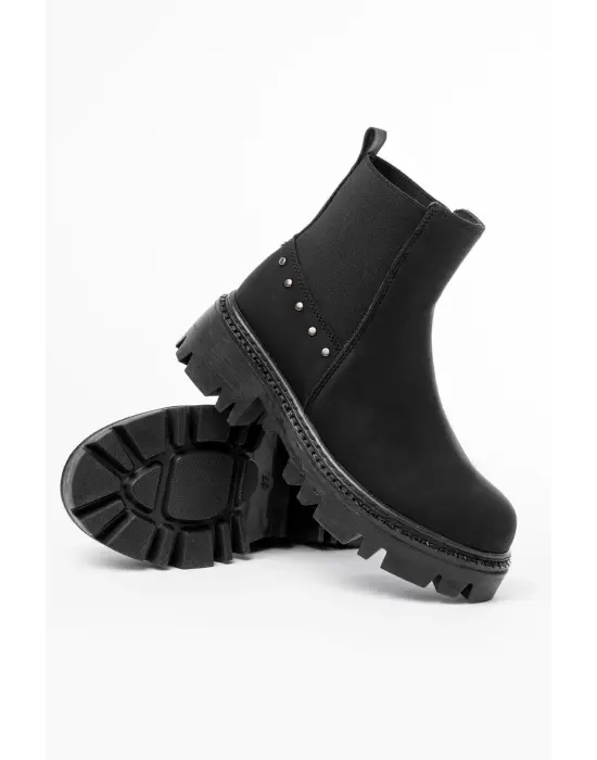 Siyah Zümrüt Lastikli Günlük Kadın Bot