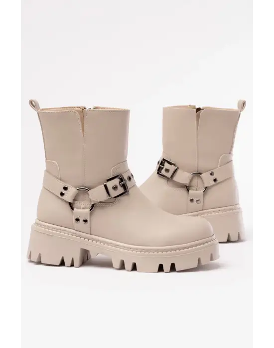 Bej Fermuarlı Günlük Kadın Bot