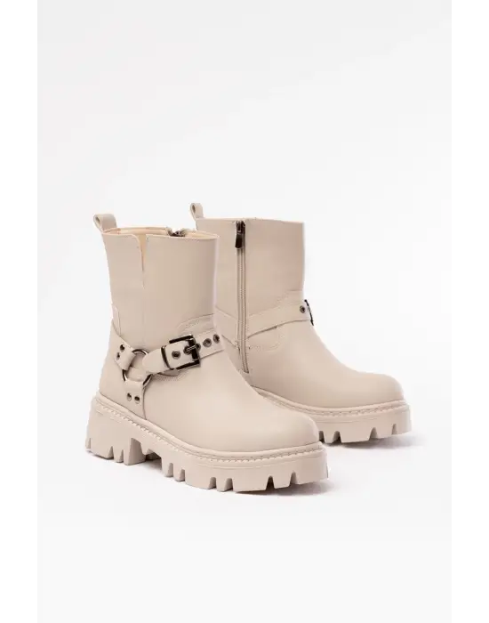 Bej Fermuarlı Günlük Kadın Bot