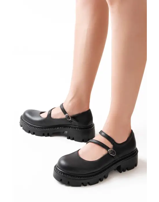 Siyah Günlük Yüksek Tabanlı Loafer Ayakkabı