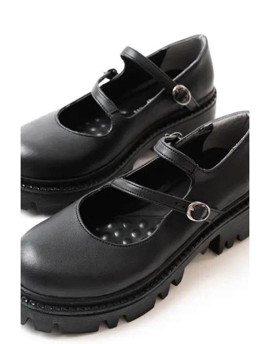 Siyah Günlük Yüksek Tabanlı Loafer Ayakkabı