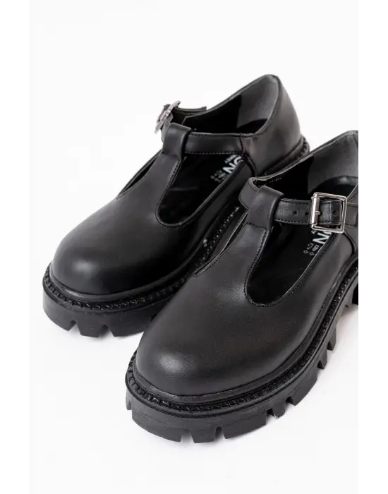 Siyah Günlük Yüksek Tabanlı Loafer Ayakkabı