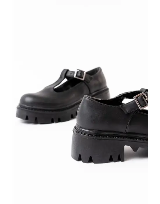 Siyah Günlük Yüksek Tabanlı Loafer Ayakkabı