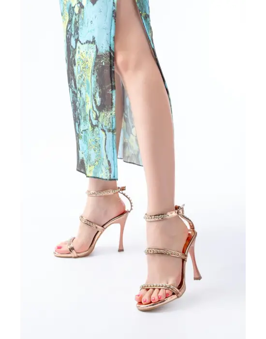 Rose Taşlı Platformlu Topuklu Kadın Ayakkabı