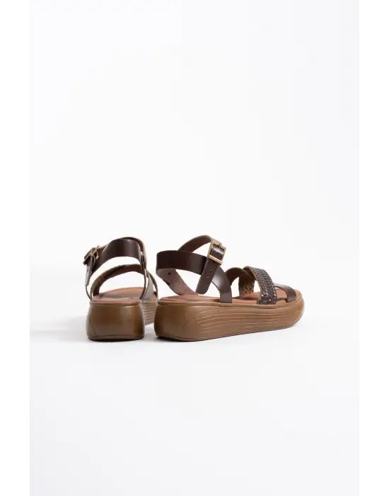 Acı Kahve Hakiki Deri Sandalet TR31MY58K