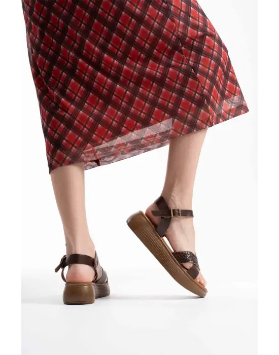 Acı Kahve Hakiki Deri Sandalet TR31MY58K