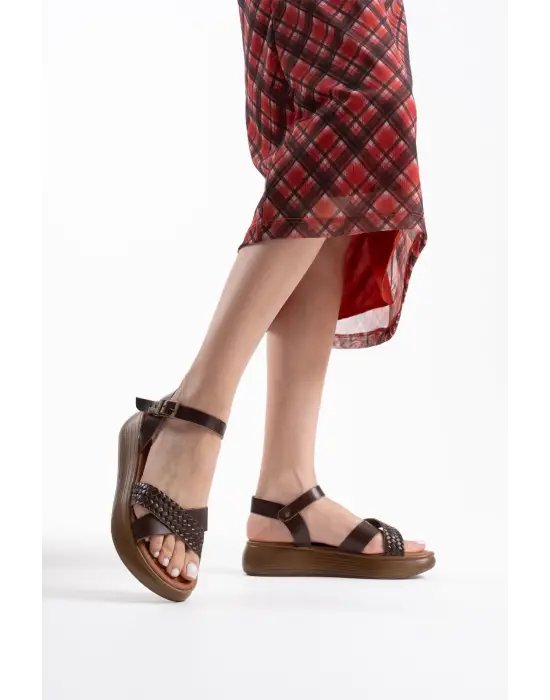 Acı Kahve Hakiki Deri Sandalet TR31MY58K