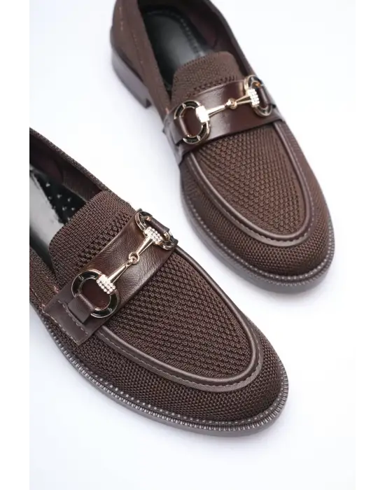 Acı Kahve Kadın Loafer Metal Tokalı Rahat Günlük Ayakkabı TR30MS02C