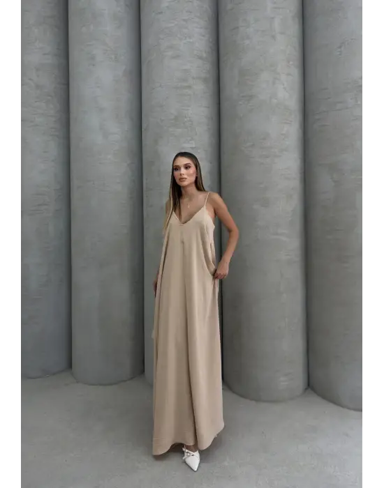Aerobin Uzun Elbise Bej Pt