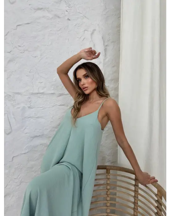 Aerobin Uzun Elbise Çağla Yeşili Pt