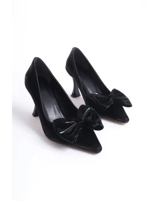 Agnes Kadın Fiyonk Detaylı Siyah Topuklu Ayakkabı