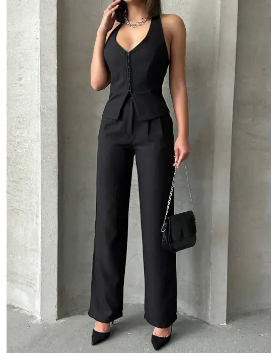 Akraflı Keten Takım