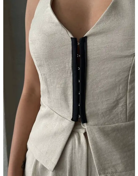 Akraflı Keten Takım