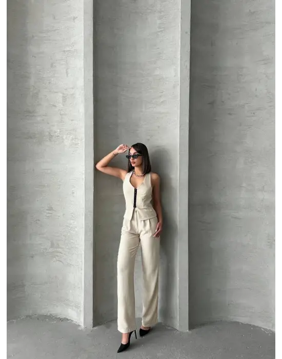 Akraflı Keten Takım