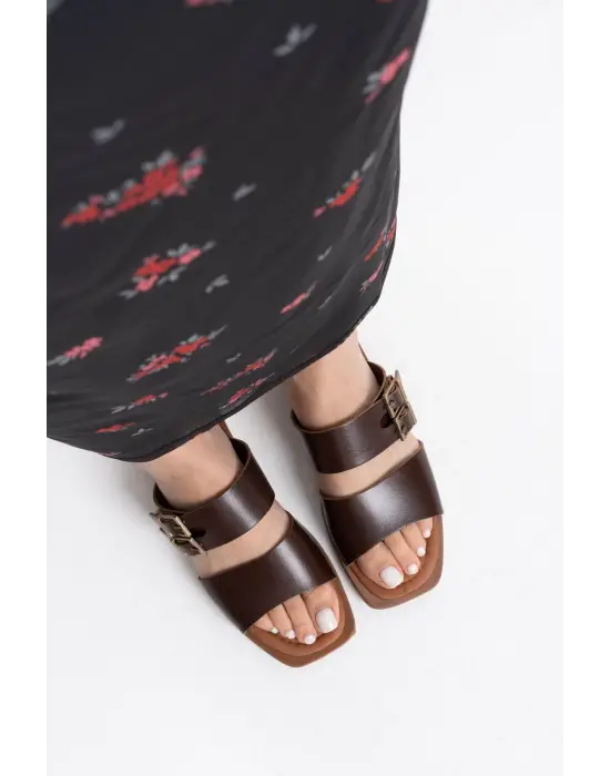 Alessi Acı Kahve Hakiki Deri Terlik