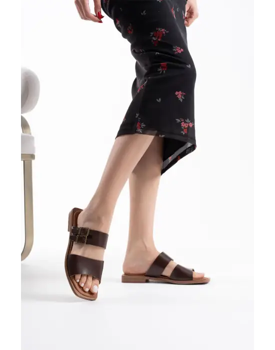 Alessi Acı Kahve Hakiki Deri Terlik