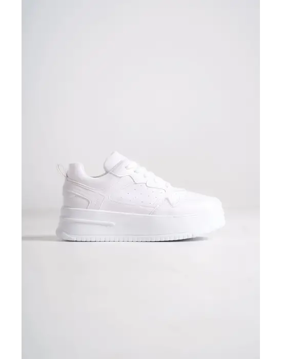 Alessı Bağcıklı Ortopedik Taban Kadın Sneaker Spor Ayakkabı Bt - Beyaz