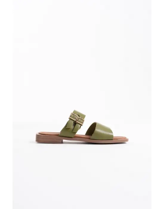 Alessi Haki Yeşili Hakiki Deri Terlik