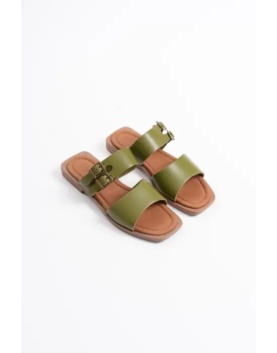 Alessi Haki Yeşili Hakiki Deri Terlik