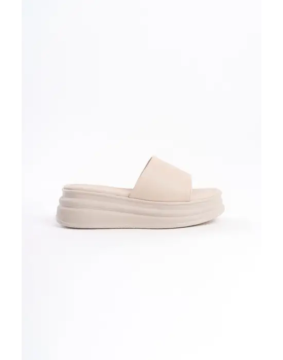 Alıce Düz Topuklu Kalın Ve Ortopedik Taban Kadın Terlik Kt - Krem