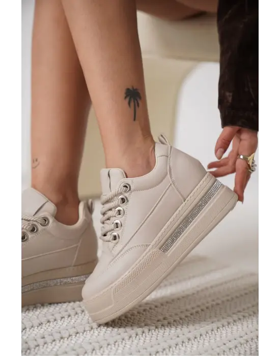 Alice Kadın Bej Gizli Topuklu Sneaker
