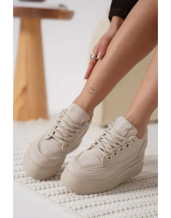 Alice Kadın Bej Gizli Topuklu Sneaker