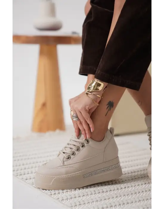 Alice Kadın Bej Gizli Topuklu Sneaker