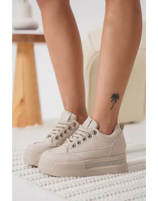 Alice Kadın Bej Gizli Topuklu Sneaker